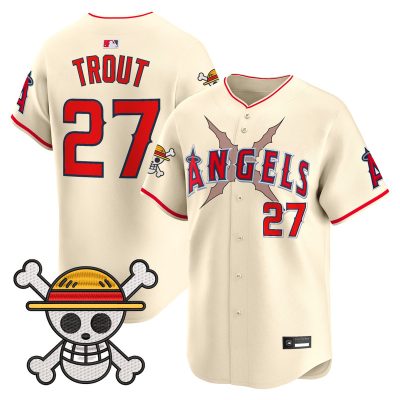 Men's Los Angeles Angels x One Piece Vapor Premier Limited Jersey - Cream / Mike Trout