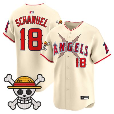 Men's Los Angeles Angels x One Piece Vapor Premier Limited Jersey - Cream / Nolan Schanuel