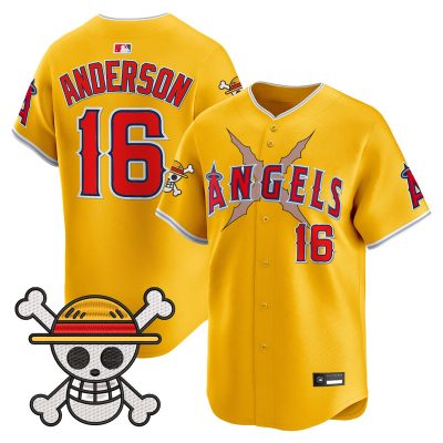 Men's Los Angeles Angels x One Piece Vapor Premier Limited Jersey - Gold / Garret Anderson