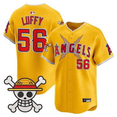 Men's Los Angeles Angels x One Piece Vapor Premier Limited Jersey - Gold / Luffy