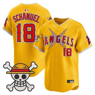 Men's Los Angeles Angels x One Piece Vapor Premier Limited Jersey - Gold / Nolan Schanuel