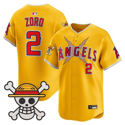 Men's Los Angeles Angels x One Piece Vapor Premier Limited Jersey - Gold / Zoro