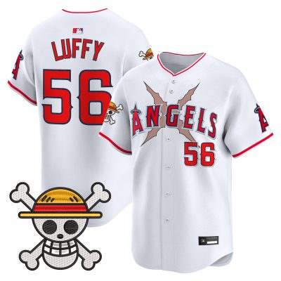 Men's Los Angeles Angels x One Piece Vapor Premier Limited Jersey - White / Luffy