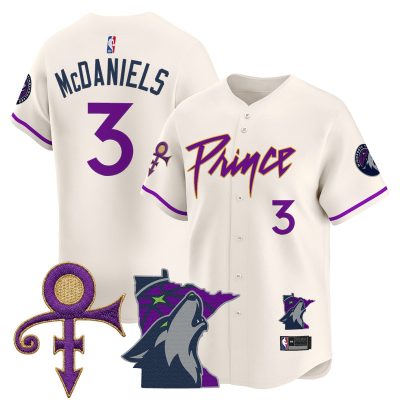Men's Minnesota Timberwolves Prince Patch Vapor Baseball Jersey - Cream / Jaden McDaniels