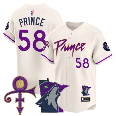 Men's Minnesota Timberwolves Prince Patch Vapor Baseball Jersey - Cream / Prince 1958
