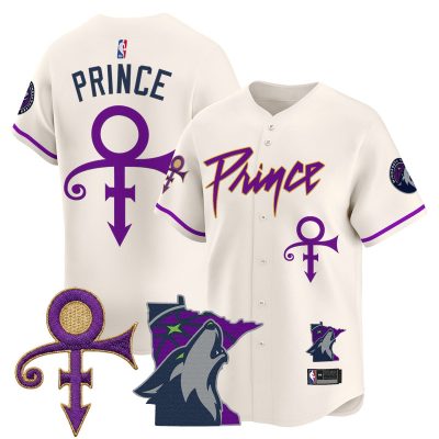 Men's Minnesota Timberwolves Prince Patch Vapor Baseball Jersey - Cream / Prince