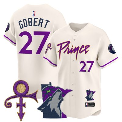 Men's Minnesota Timberwolves Prince Patch Vapor Baseball Jersey - Cream / Rudy Gobert