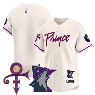 Men's Minnesota Timberwolves Prince Patch Vapor Baseball Jersey - Cream / Team