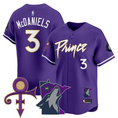Men's Minnesota Timberwolves Prince Patch Vapor Baseball Jersey - Purple / Jaden McDaniels