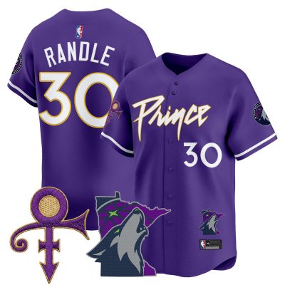 Men's Minnesota Timberwolves Prince Patch Vapor Baseball Jersey - Purple / Julius Randle