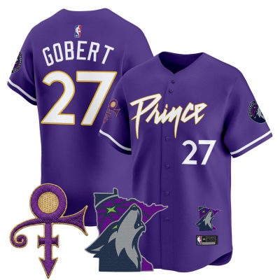 Men's Minnesota Timberwolves Prince Patch Vapor Baseball Jersey - Purple / Rudy Gobert