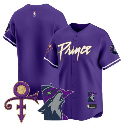 Men's Minnesota Timberwolves Prince Patch Vapor Baseball Jersey - Purple / Team