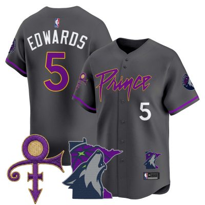 Men's Minnesota Timberwolves Prince Patch Vapor Baseball Jersey - Statement / Anthony Edwards