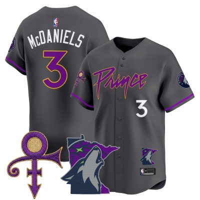 Men's Minnesota Timberwolves Prince Patch Vapor Baseball Jersey - Statement / Jaden McDaniels