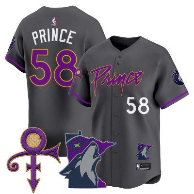 Men's Minnesota Timberwolves Prince Patch Vapor Baseball Jersey - Statement / Prince 1958