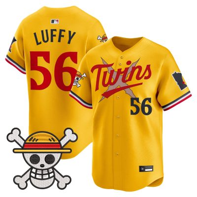 Men's Minnesota Twins x One Piece Vapor Premier Limited Jersey - Gold / Luffy