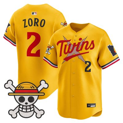 Men's Minnesota Twins x One Piece Vapor Premier Limited Jersey - Gold / Zoro