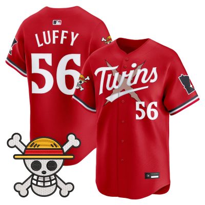 Men's Minnesota Twins x One Piece Vapor Premier Limited Jersey - Red / Luffy