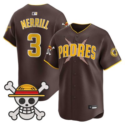 Men's Padres x One Piece Vapor Premier Limited Jersey - Brown / Jackson Merrill
