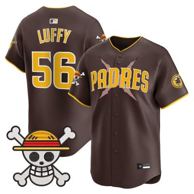 Men's Padres x One Piece Vapor Premier Limited Jersey - Brown / Luffy