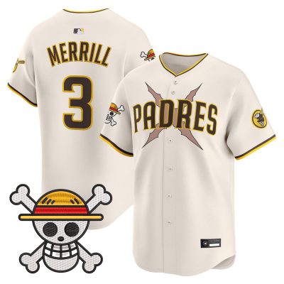 Men's Padres x One Piece Vapor Premier Limited Jersey - Cream / Jackson Merrill