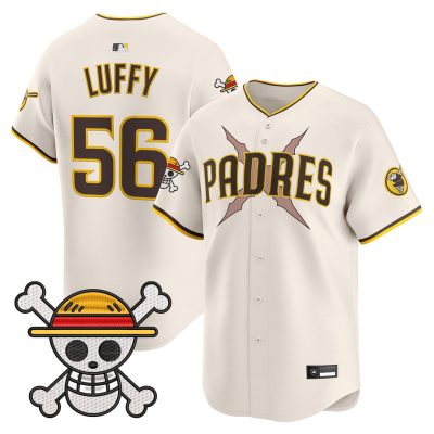 Men's Padres x One Piece Vapor Premier Limited Jersey - Cream / Luffy