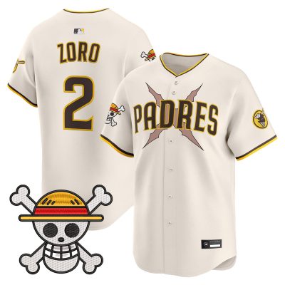 Men's Padres x One Piece Vapor Premier Limited Jersey - Cream / Zoro