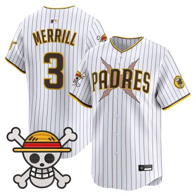 Men's Padres x One Piece Vapor Premier Limited Jersey - Pinstripe / Jackson Merrill
