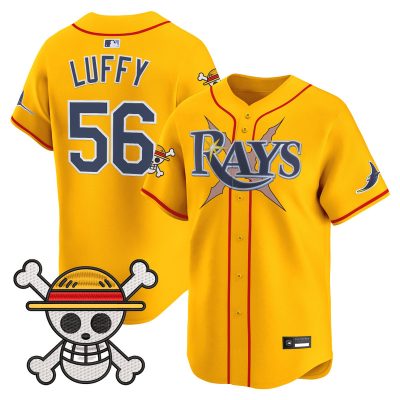 Men's Tampa Bay Rays x One Piece Vapor Premier Limited Jersey - Gold / Luffy