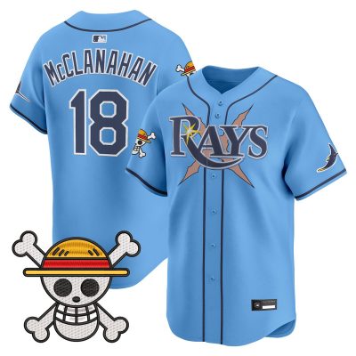 Men's Tampa Bay Rays x One Piece Vapor Premier Limited Jersey - Powder Blue / Shane McClanahan