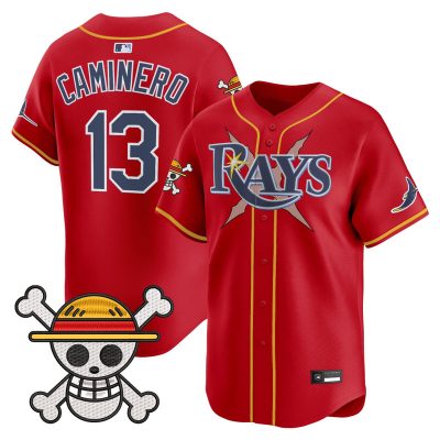 Men's Tampa Bay Rays x One Piece Vapor Premier Limited Jersey - Red / Junior Caminero