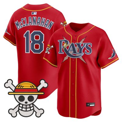 Men's Tampa Bay Rays x One Piece Vapor Premier Limited Jersey - Red / Shane McClanahan