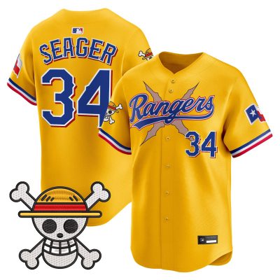 Men's Texas Rangers x One Piece Vapor Premier Limited Jersey - Gold / Corey Seager