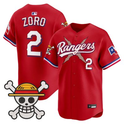 Men's Texas Rangers x One Piece Vapor Premier Limited Jersey - Red / Zoro