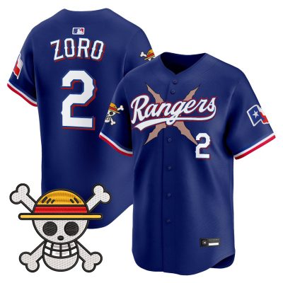 Men's Texas Rangers x One Piece Vapor Premier Limited Jersey - Royal / Zoro