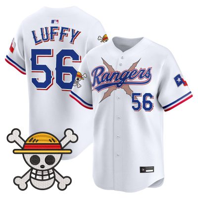 Men's Texas Rangers x One Piece Vapor Premier Limited Jersey - White / Luffy