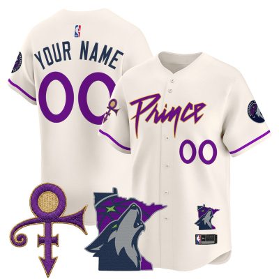 Minnesota Timberwolves Prince Patch Vapor Baseball Custom Jersey - Cream