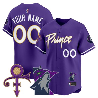 Minnesota Timberwolves Prince Patch Vapor Baseball Custom Jersey - Purple