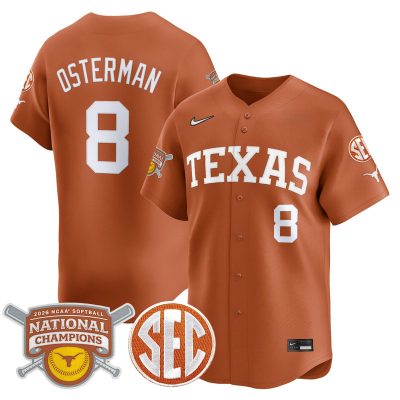 Texas Longhorns 2026 Softball National Champions Vapor Premier Limited Stitched Jersey - Orange / Cat Osterman