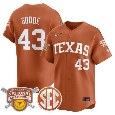 Texas Longhorns 2026 Softball National Champions Vapor Premier Limited Stitched Jersey - Orange / Leighann Goode