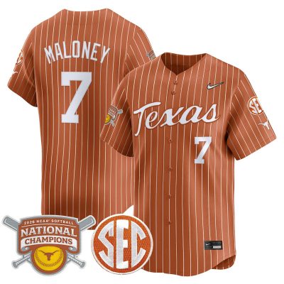 Texas Longhorns 2026 Softball National Champions Vapor Premier Limited Stitched Jersey - Orange Pinstripe / Ashton Maloney