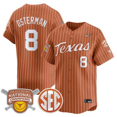 Texas Longhorns 2026 Softball National Champions Vapor Premier Limited Stitched Jersey - Orange Pinstripe / Cat Osterman