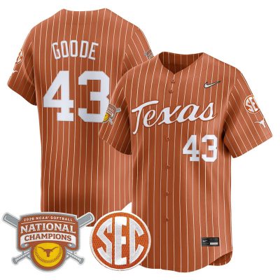 Texas Longhorns 2026 Softball National Champions Vapor Premier Limited Stitched Jersey - Orange Pinstripe / Leighann Goode