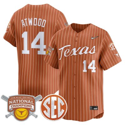 Texas Longhorns 2026 Softball National Champions Vapor Premier Limited Stitched Jersey - Orange Pinstripe / Reese Atwood