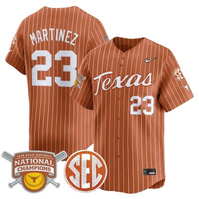Texas Longhorns 2026 Softball National Champions Vapor Premier Limited Stitched Jersey - Orange Pinstripe / Viviana Martinez