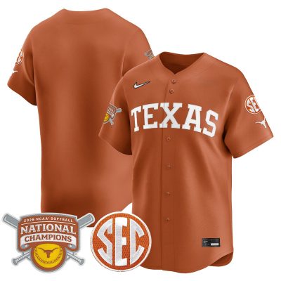Texas Longhorns 2026 Softball National Champions Vapor Premier Limited Stitched Jersey - Orange / Team