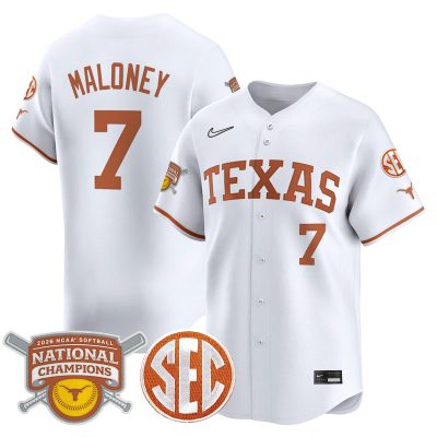 Texas Longhorns 2026 Softball National Champions Vapor Premier Limited Stitched Jersey - White / Ashton Maloney