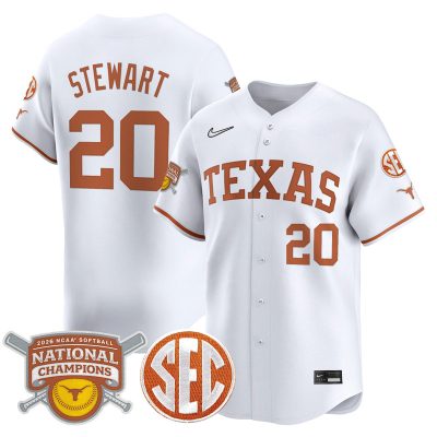 Texas Longhorns 2026 Softball National Champions Vapor Premier Limited Stitched Jersey - White / Katie Stewart