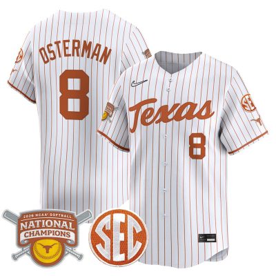 Texas Longhorns 2026 Softball National Champions Vapor Premier Limited Stitched Jersey - White Pinstripe / Cat Osterman