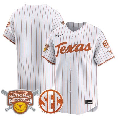 Texas Longhorns 2026 Softball National Champions Vapor Premier Limited Stitched Jersey - White Pinstripe / Team